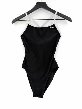 NIKE Sporty One Piece Swimsuit Black White 4
